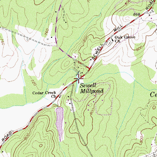 Topographic Map of Sewell Millpond, GA