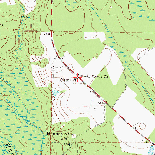 Topographic Map of Shady Grove Church, GA