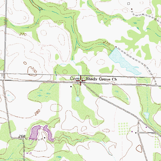 Topographic Map of Shady Grove Church, GA