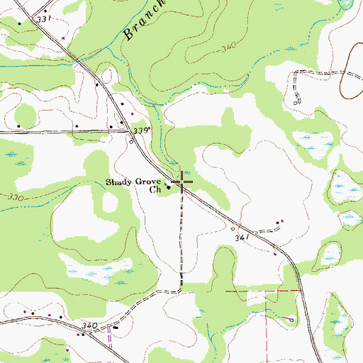 Topographic Map of Shady Grove Church, GA