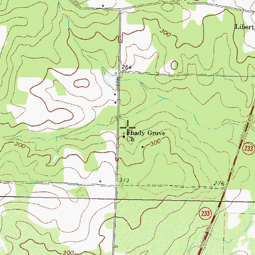 Topographic Map of Shady Grove Church, GA