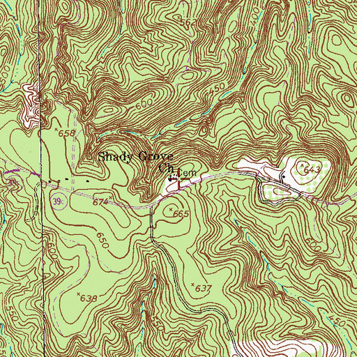 Topographic Map of Shady Grove Church, GA