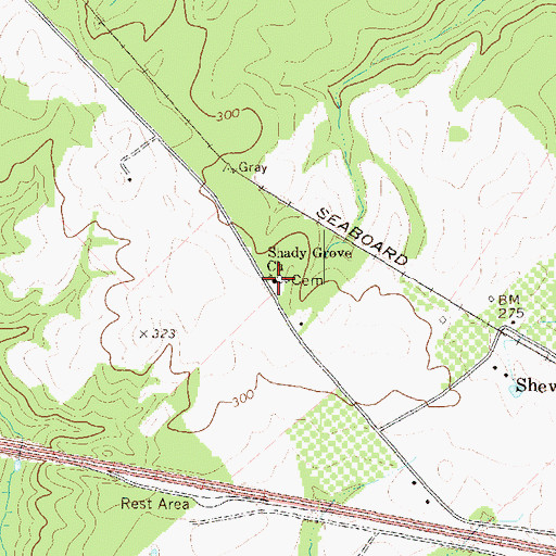 Topographic Map of Shady Grove Church, GA