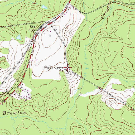 Topographic Map of Shady Grove Church, GA