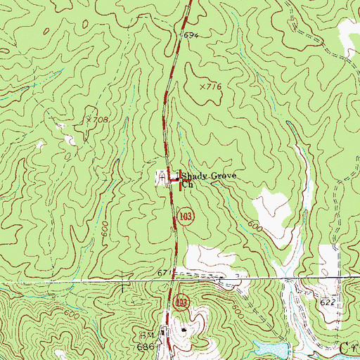 Topographic Map of Shady Grove Church, GA