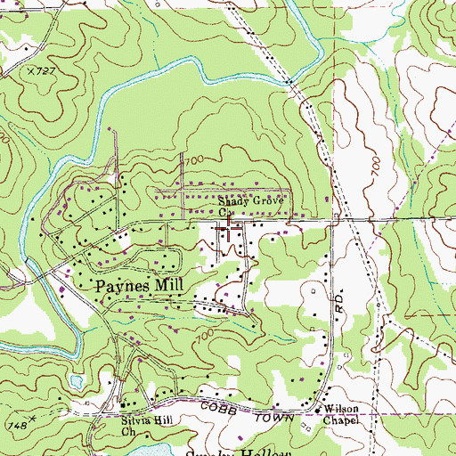 Topographic Map of Shady Grove Church, GA