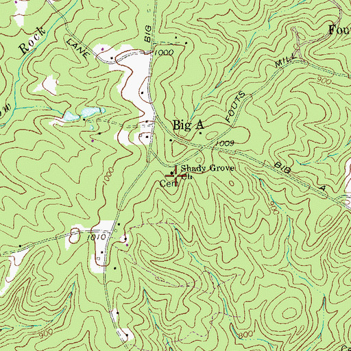 Topographic Map of Shady Grove Church, GA