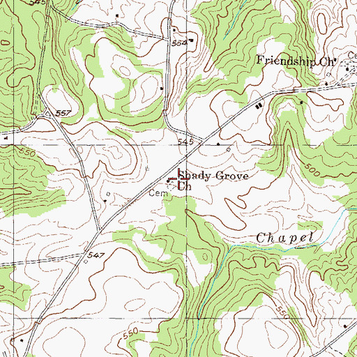 Topographic Map of Shady Grove Church, GA