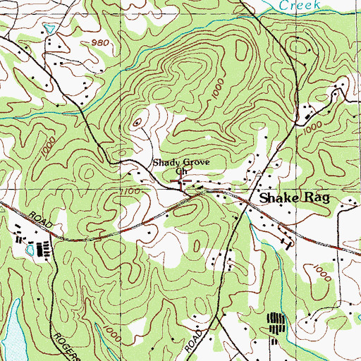 Topographic Map of Shady Grove Church, GA