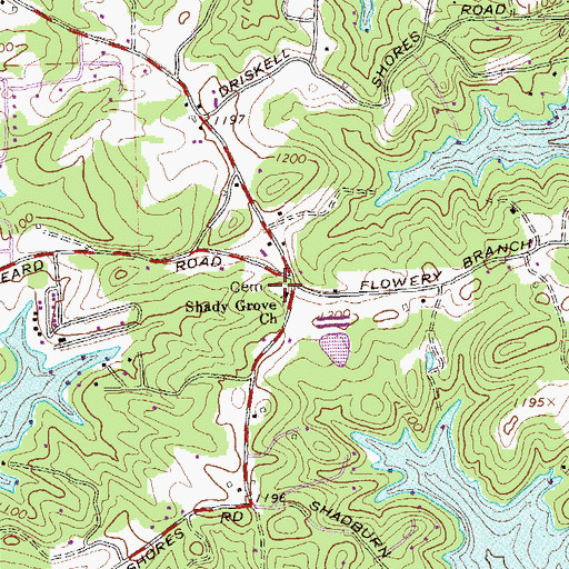 Topographic Map of Shady Grove Church, GA
