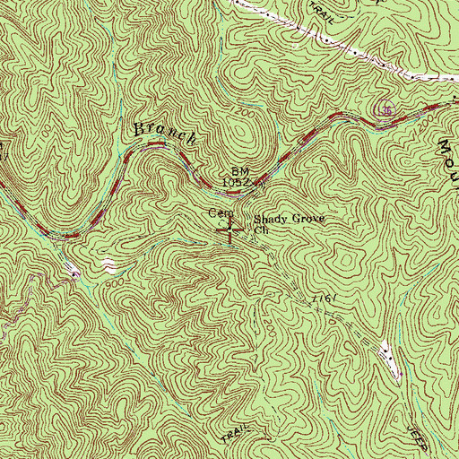 Topographic Map of Shady Grove Church, GA