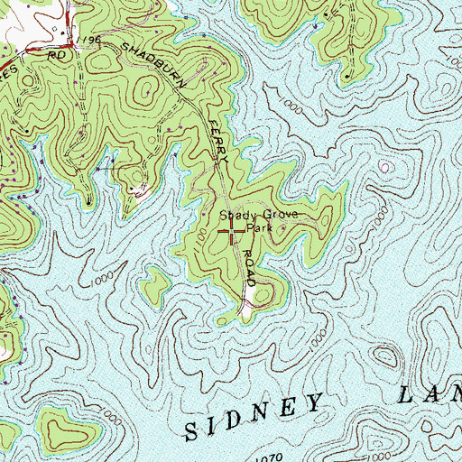 Topographic Map of Shady Grove Park, GA