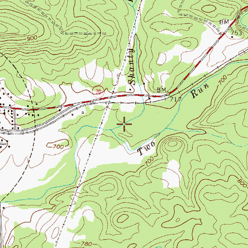 Topographic Map of Shanty Branch, GA