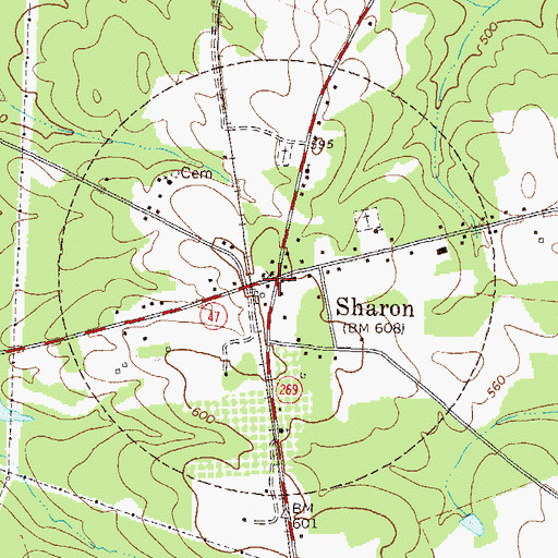 Topographic Map of Sharon, GA