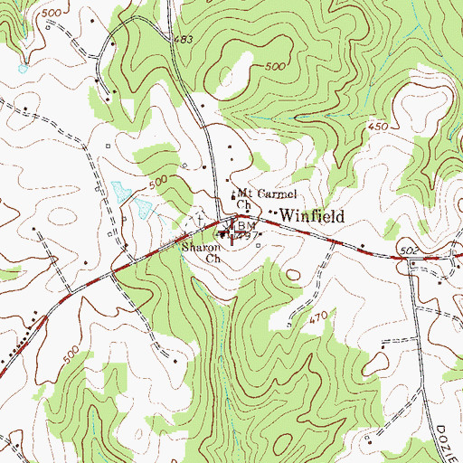 Topographic Map of Sharon Church, GA