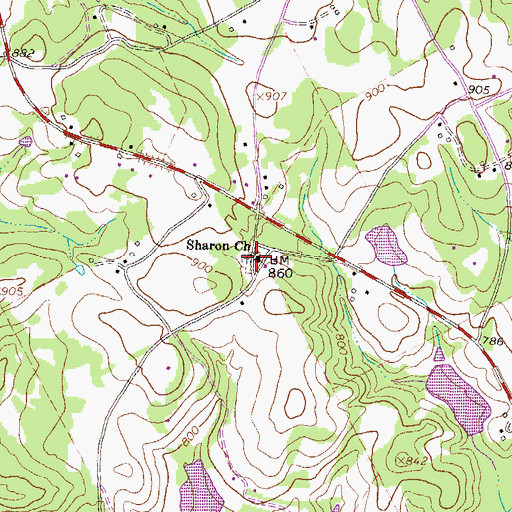 Topographic Map of Sharon Church, GA