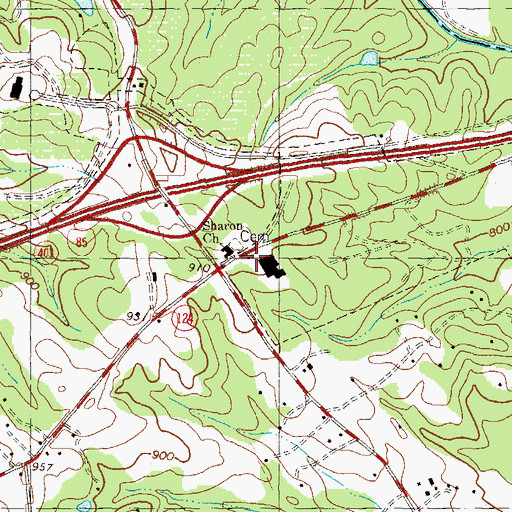 Topographic Map of Sharon Church, GA