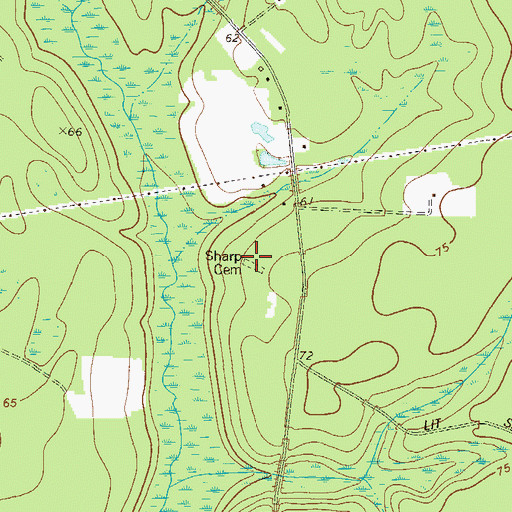 Topographic Map of Sharp Cemetery, GA