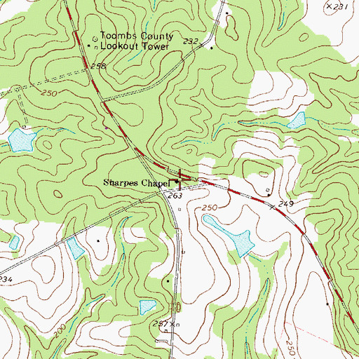 Topographic Map of Sharpes Chapel, GA