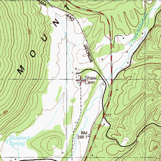 Topographic Map of Shaw Cemetery, GA