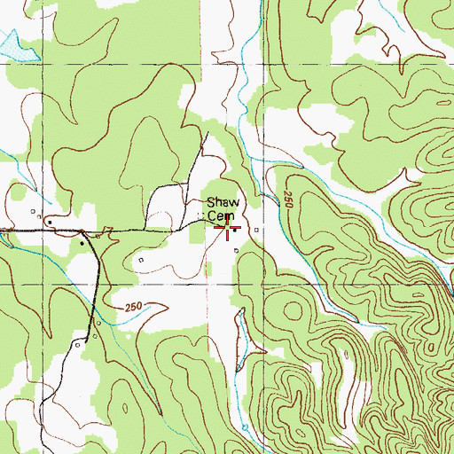 Topographic Map of Shaw Cemetery, GA