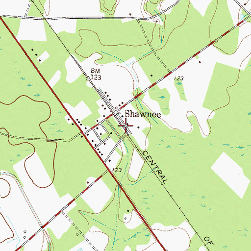 Topographic Map of Shawnee, GA