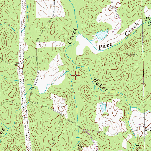 Topographic Map of Shed Creek, GA