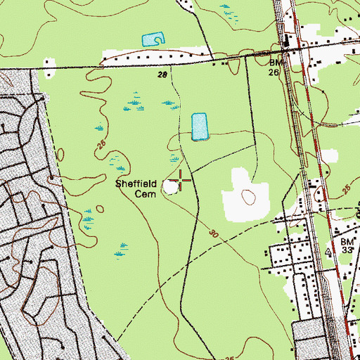 Topographic Map of Sheffield Cemetery, GA