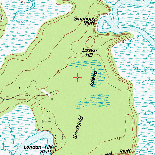 Topographic Map of Sheffield Island, GA