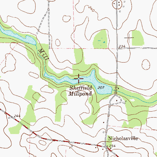 Topographic Map of Sheffield Millpond, GA