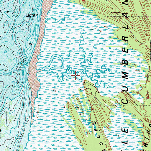 Topographic Map of Shell Creek, GA