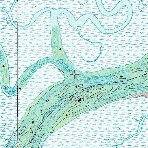 Topographic Map of Shellbine Creek, GA