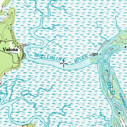 Topographic Map of Shellbluff River, GA