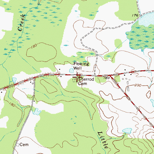 Topographic Map of Sherrod Cemetery, GA