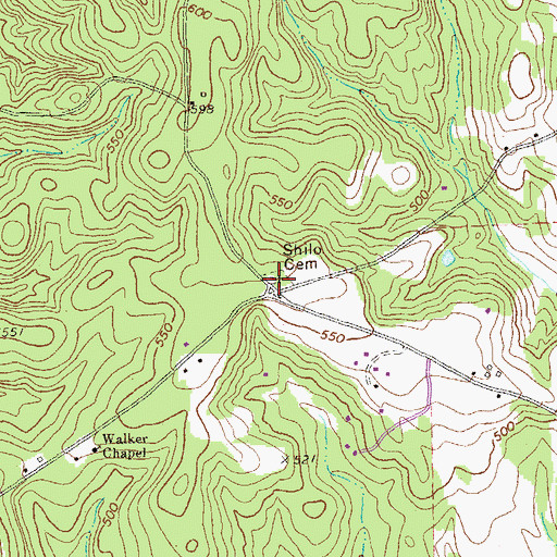 Topographic Map of Shilo Cemetery, GA