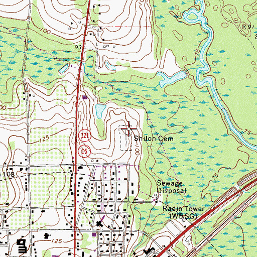 Topographic Map of Shiloh Cemetery, GA