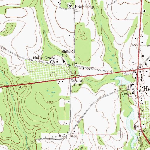 Topographic Map of Shiloh Cemetery, GA