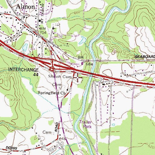 Topographic Map of Shiloh Cemetery, GA
