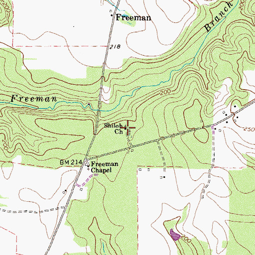 Topographic Map of Shiloh Church, GA