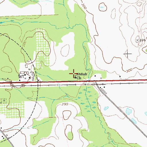 Topographic Map of Shiloh Church, GA