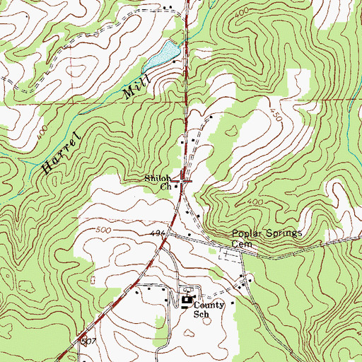 Topographic Map of Shiloh Church, GA