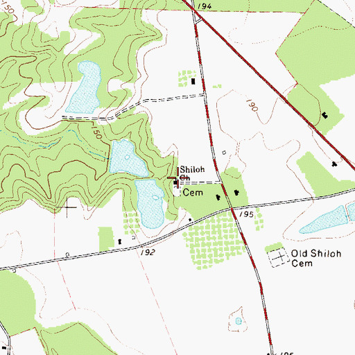 Topographic Map of Shiloh Church, GA