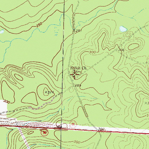 Topographic Map of Shiloh Church, GA