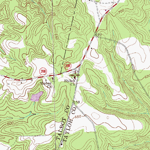 Topographic Map of Shiloh Church, GA