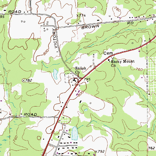 Topographic Map of Shiloh Church, GA