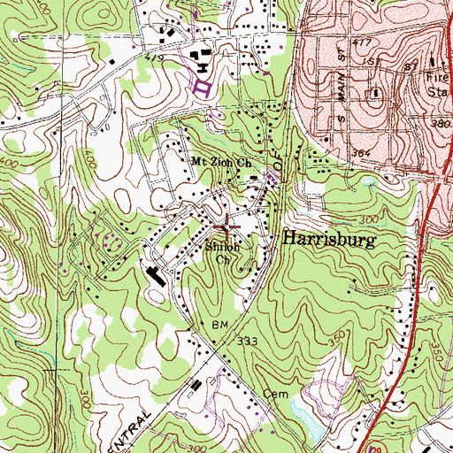 Topographic Map of Shiloh Church, GA