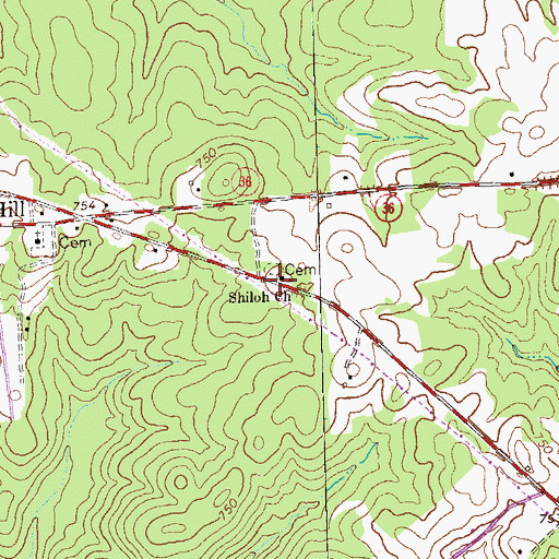 Topographic Map of Shiloh Church, GA