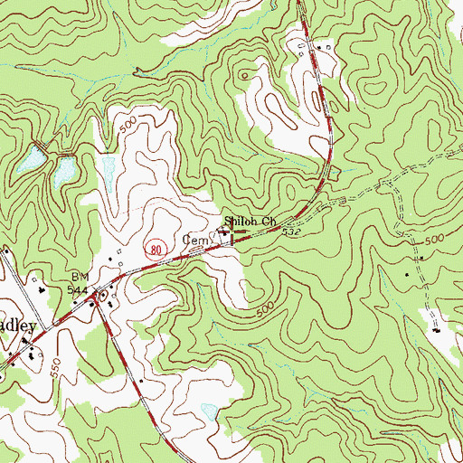 Topographic Map of Shiloh Church, GA