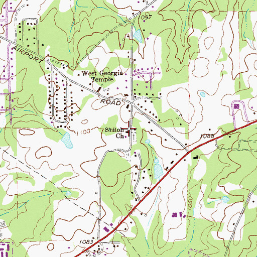 Topographic Map of Shiloh Church, GA