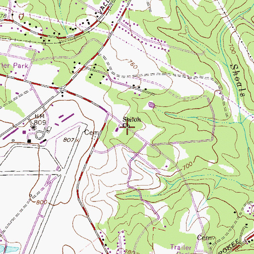 Topographic Map of Shiloh Church, GA